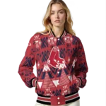 personalized boston red sox pyramid shapes red varsity jacket best selling