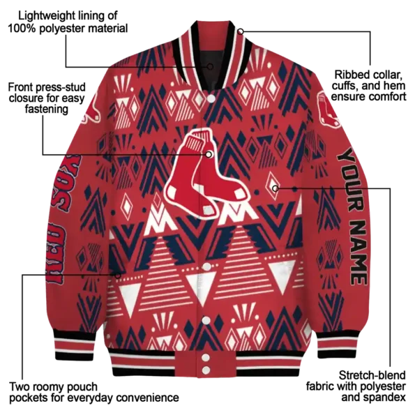 personalized boston red sox pyramid shapes red varsity jacket new arrival