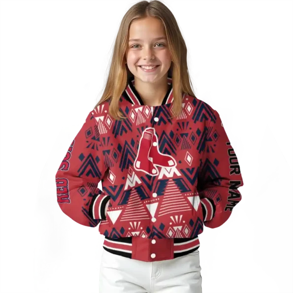 personalized boston red sox pyramid shapes red varsity jacket top rated