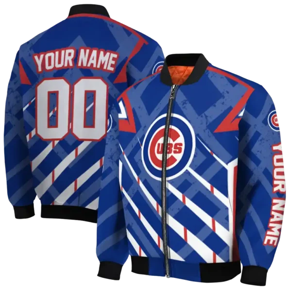 personalized chicago cubs chevron angles blue bomber jacket fashion forward