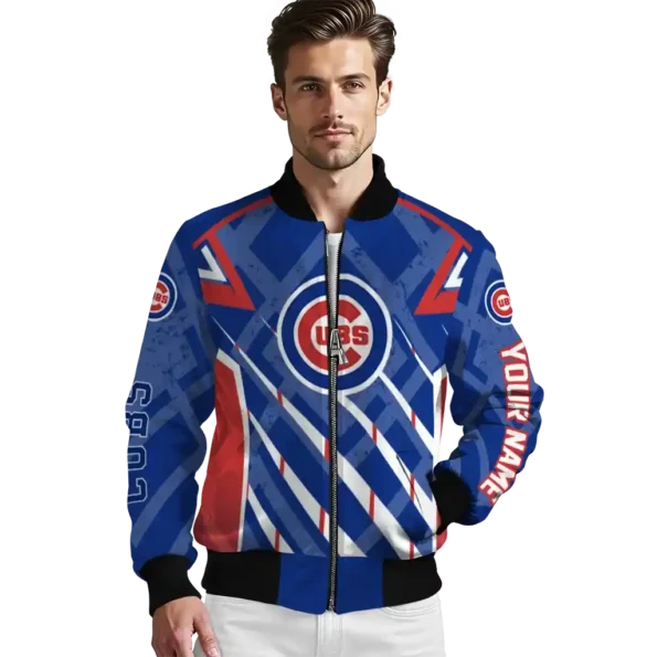 personalized chicago cubs chevron angles blue bomber jacket high quality