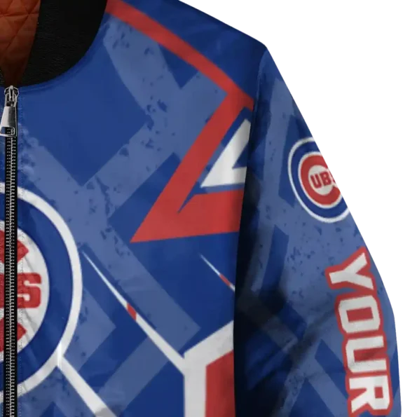 personalized chicago cubs chevron angles blue bomber jacket premium grade