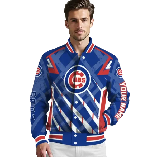 personalized chicago cubs chevron angles blue varsity jacket high quality