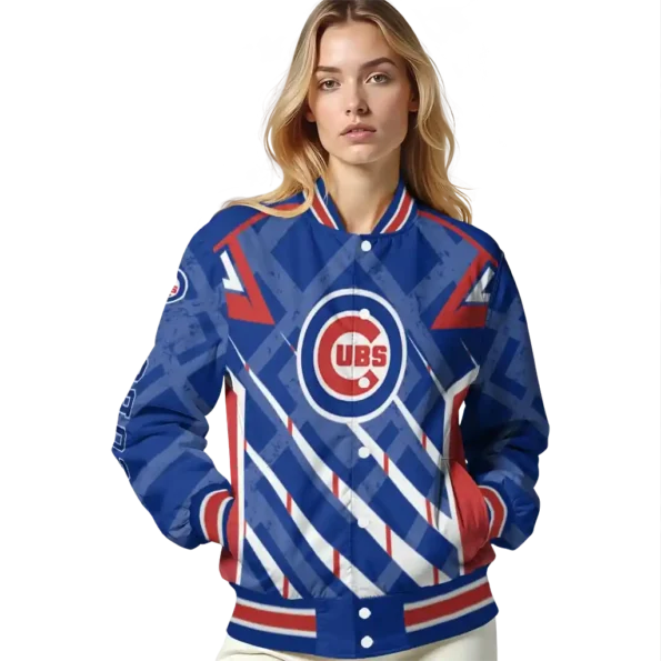 personalized chicago cubs chevron angles blue varsity jacket latest model