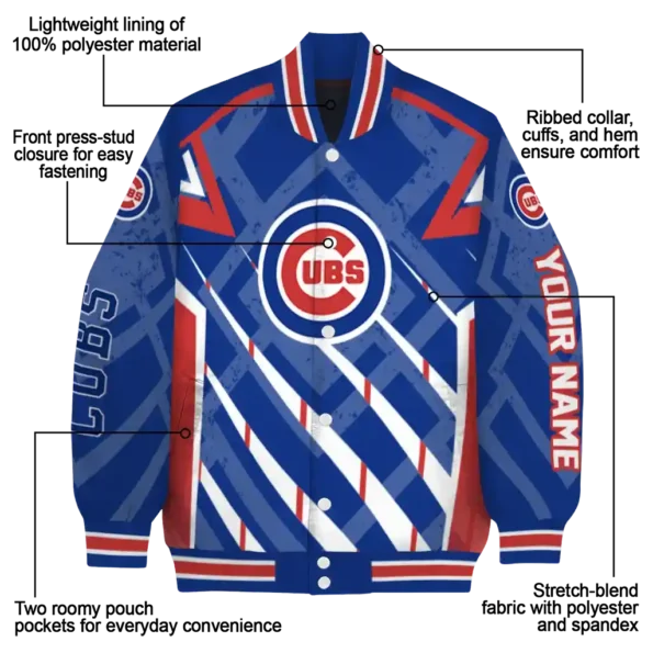 personalized chicago cubs chevron angles blue varsity jacket new arrival