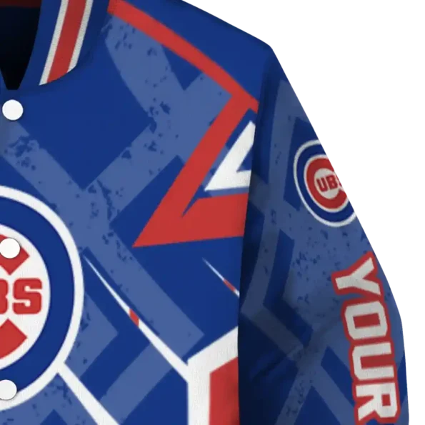personalized chicago cubs chevron angles blue varsity jacket premium grade