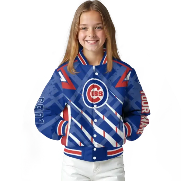 personalized chicago cubs chevron angles blue varsity jacket top rated