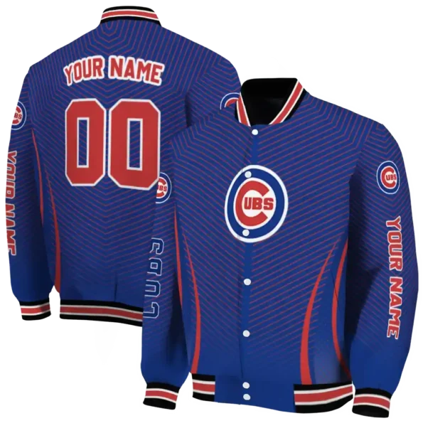 personalized chicago cubs chevron arrow blue varsity jacket fashion forward