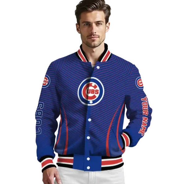 personalized chicago cubs chevron arrow blue varsity jacket high quality