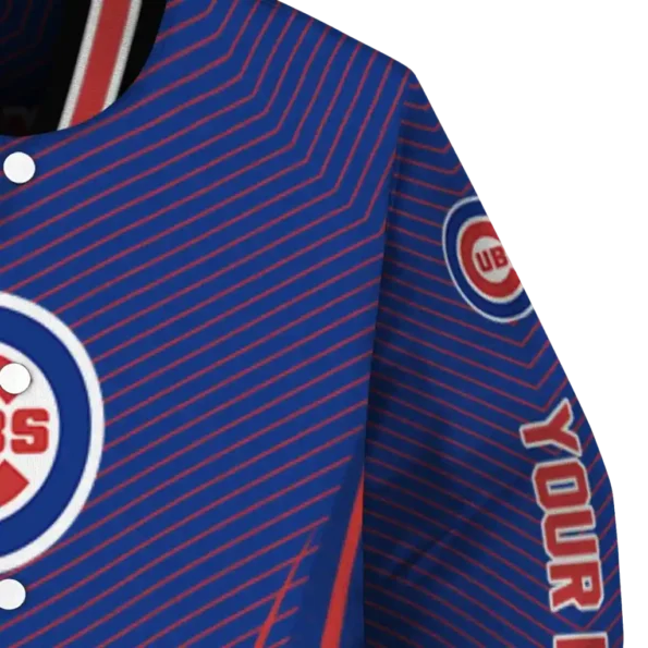 personalized chicago cubs chevron arrow blue varsity jacket premium grade