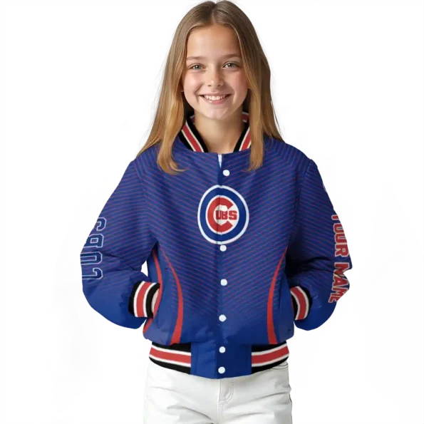 personalized chicago cubs chevron arrow blue varsity jacket top rated