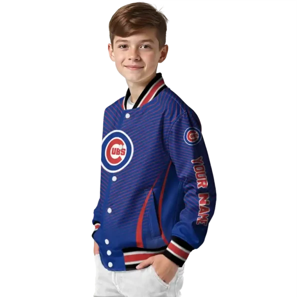 personalized chicago cubs chevron arrow blue varsity jacket trendy