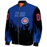 personalized chicago cubs flame border blue black bomber jacket best selling