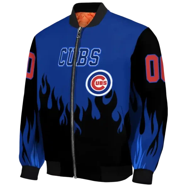 personalized chicago cubs flame border blue black bomber jacket best selling