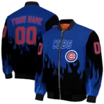 personalized chicago cubs flame border blue black bomber jacket best selling