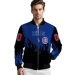 personalized chicago cubs flame border blue black bomber jacket best selling