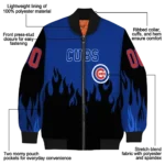 personalized chicago cubs flame border blue black bomber jacket best selling