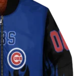 personalized chicago cubs flame border blue black bomber jacket best selling