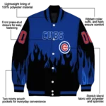 personalized chicago cubs flame border blue black varsity jacket best selling
