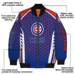 personalized chicago cubs hexagon grid blue bomber jacket best selling