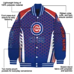 personalized chicago cubs hexagon grid blue varsity jacket best selling