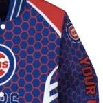 personalized chicago cubs hexagon grid blue varsity jacket best selling