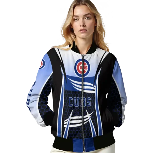 personalized chicago cubs mesh effect blue black bomber jacket latest model