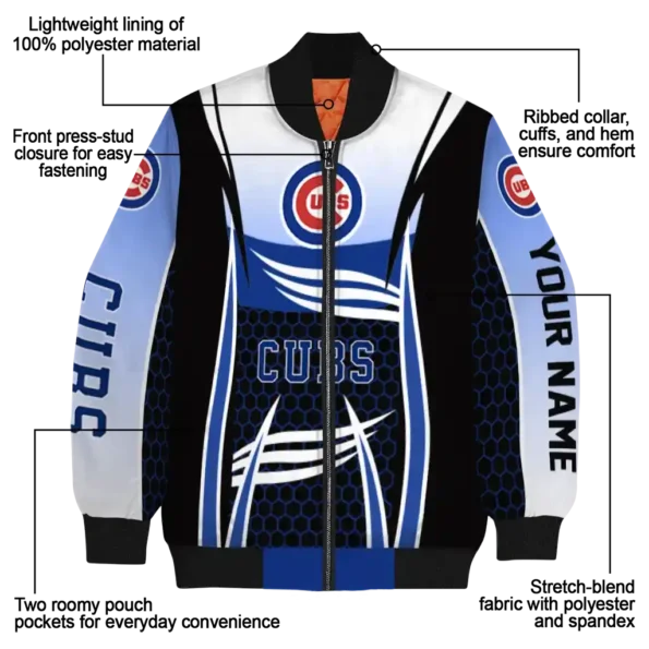 personalized chicago cubs mesh effect blue black bomber jacket new arrival