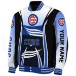 personalized chicago cubs mesh effect blue black varsity jacket best selling