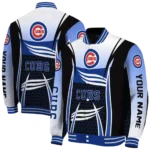 personalized chicago cubs mesh effect blue black varsity jacket best selling