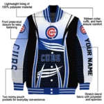 personalized chicago cubs mesh effect blue black varsity jacket best selling