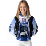 personalized chicago cubs mesh effect blue black varsity jacket best selling