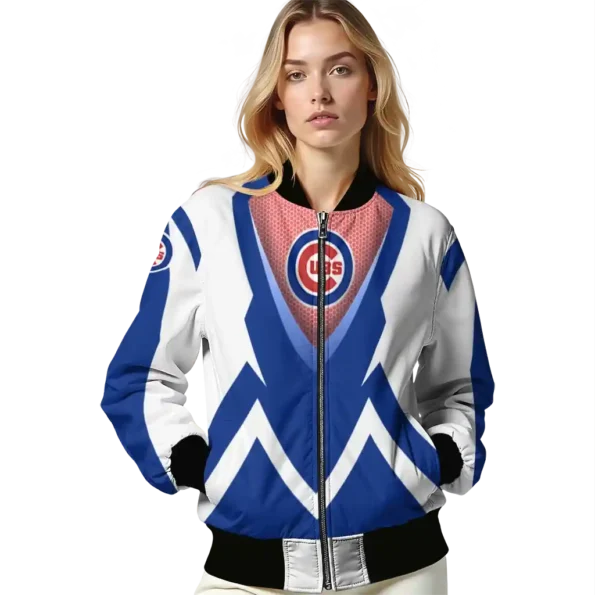 personalized chicago cubs v stripes blue white bomber jacket latest model
