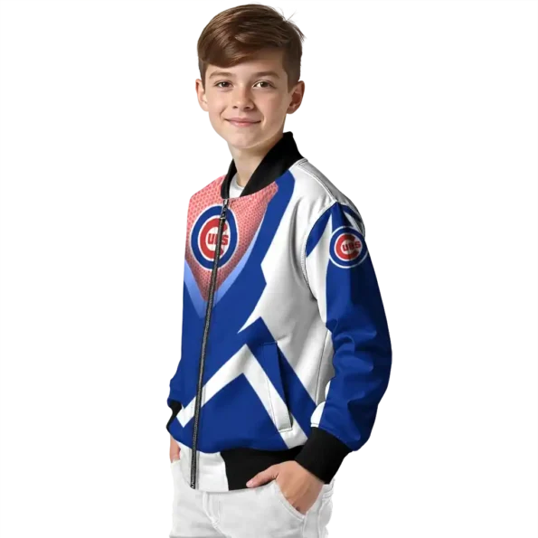 personalized chicago cubs v stripes blue white bomber jacket trendy