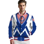 personalized chicago cubs v stripes blue white varsity jacket best selling