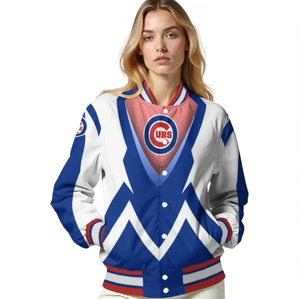 personalized chicago cubs v stripes blue white varsity jacket latest model
