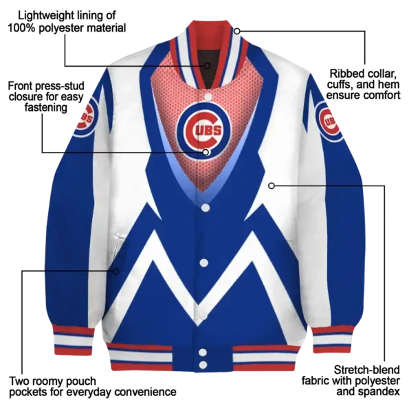 personalized chicago cubs v stripes blue white varsity jacket new arrival