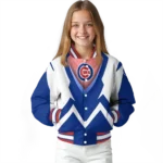 personalized chicago cubs v stripes blue white varsity jacket best selling