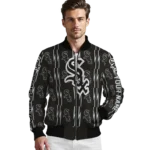 personalized chicago white sox bolt stripe black bomber jacket best selling
