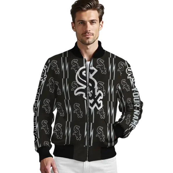personalized chicago white sox bolt stripe black bomber jacket high quality