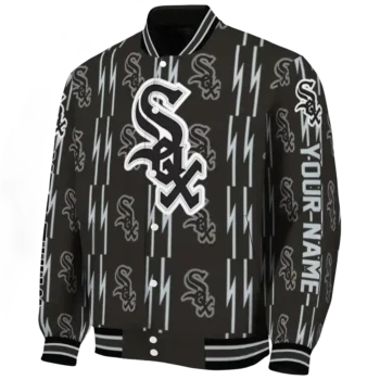 personalized chicago white sox bolt stripe black varsity jacket best selling