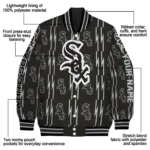 personalized chicago white sox bolt stripe black varsity jacket best selling