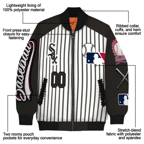 personalized chicago white sox eagle baseball black white bomber jacket new arrival