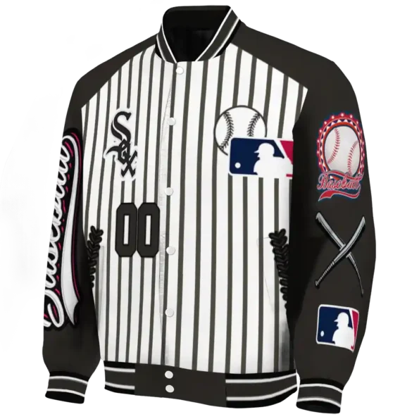 personalized chicago white sox eagle baseball black white varsity jacket best selling