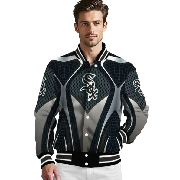personalized chicago white sox mesh chest grey crocs black varsity jacket high quality
