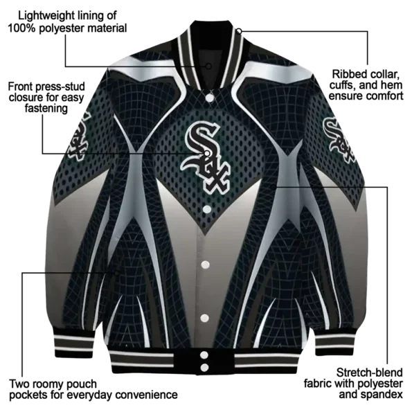 personalized chicago white sox mesh chest grey crocs black varsity jacket new arrival