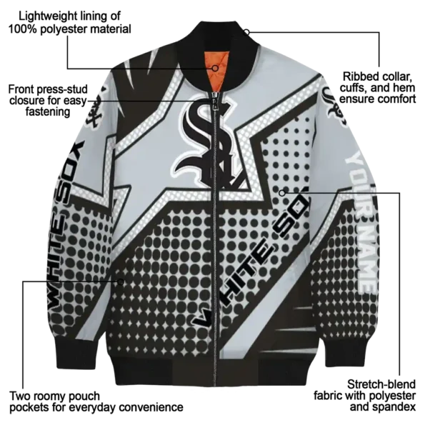 personalized chicago white sox star burst black bomber jacket new arrival