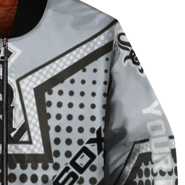 personalized chicago white sox star burst black bomber jacket premium grade