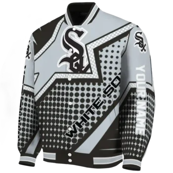 personalized chicago white sox star burst black varsity jacket best selling