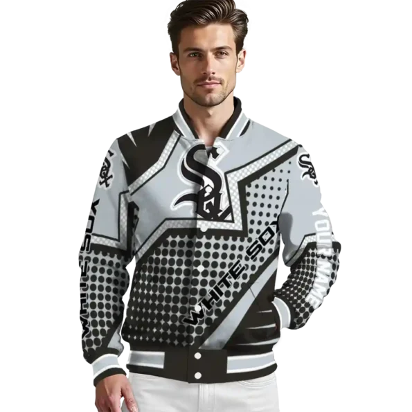 personalized chicago white sox star burst black varsity jacket high quality